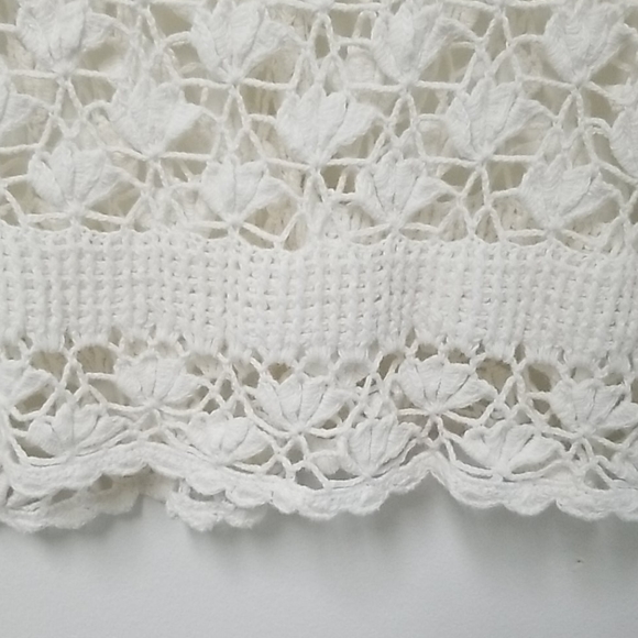 Crochet Cropped Cardigan Sweater Vneck White Coquette Size Large - Picture 8 of 9